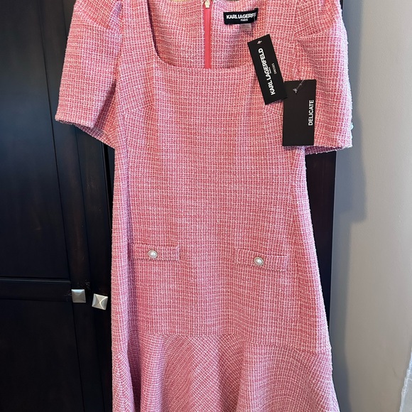 Karl Lagerfeld Textured Pink Midi Dress - Picture 1 of 9
